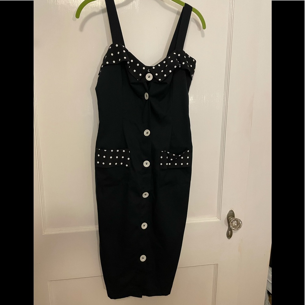 Retro Pinup Wiggle Dress pockets polka dots